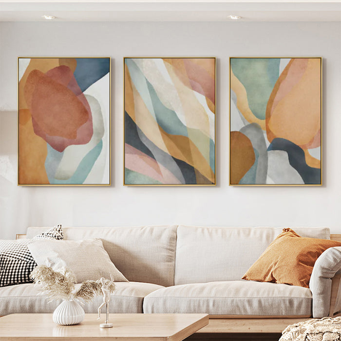 60cmx90cm Abstract Orange 3 Sets Gold Frame Canvas Wall Art