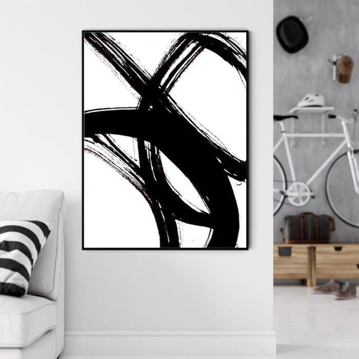 50cmx70cm Minimalist Black Artwork Black Frame Canvas Wall Art