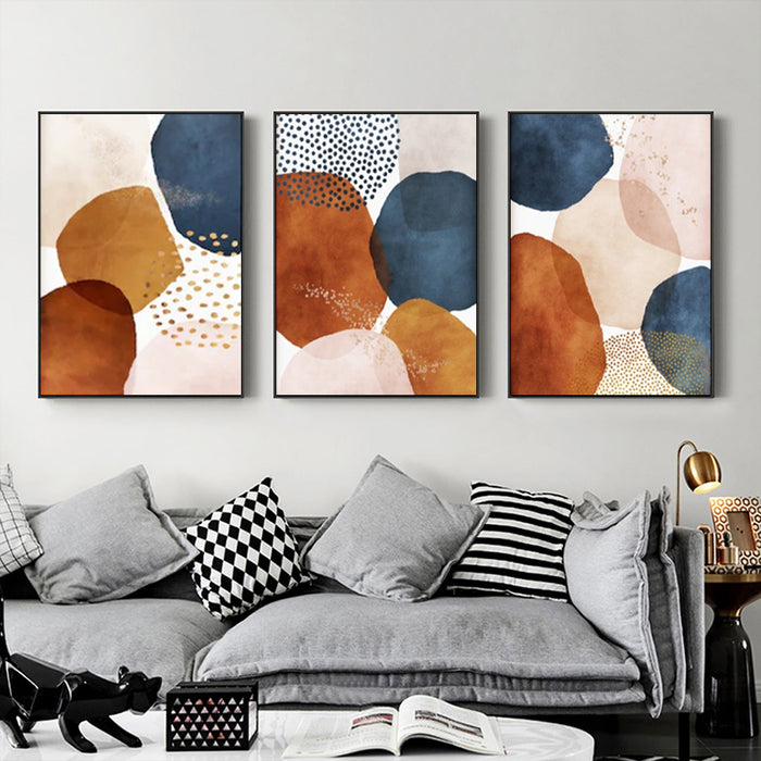 50cmx70cm Navy Pink Beige 3 Sets Black Frame Canvas Wall Art