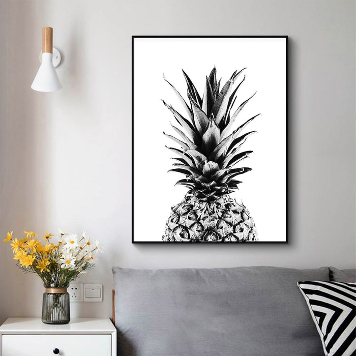 60cmx90cm Pineapple Black Frame Canvas Wall Art