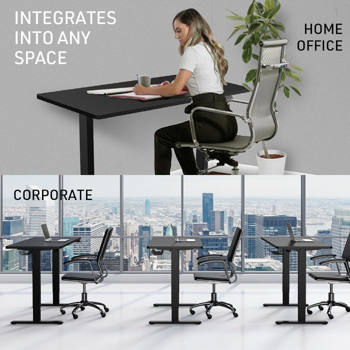 Sit Stand Standing Desk, 120x60cm, 72-118cm Height Adjustable, 70kg Load, Black/Black Frame