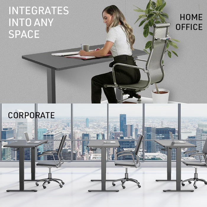 Sit To Stand Up Standing Desk, 140x60cm, 72-118cm Electric Height Adjustable, 70kg Load, Black/Black Frame