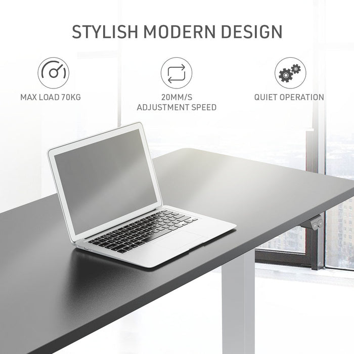 Sit To Stand Up Standing Desk, 140x60cm, 72-118cm Electric Height Adjustable, 70kg Load, Black/Silver Frame