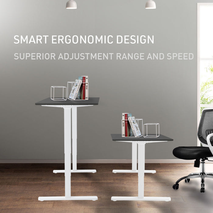 Sit Stand Standing Desk, 120x60cm, 72-118cm Height Adjustable, 70kg Load, Black style/White Frame