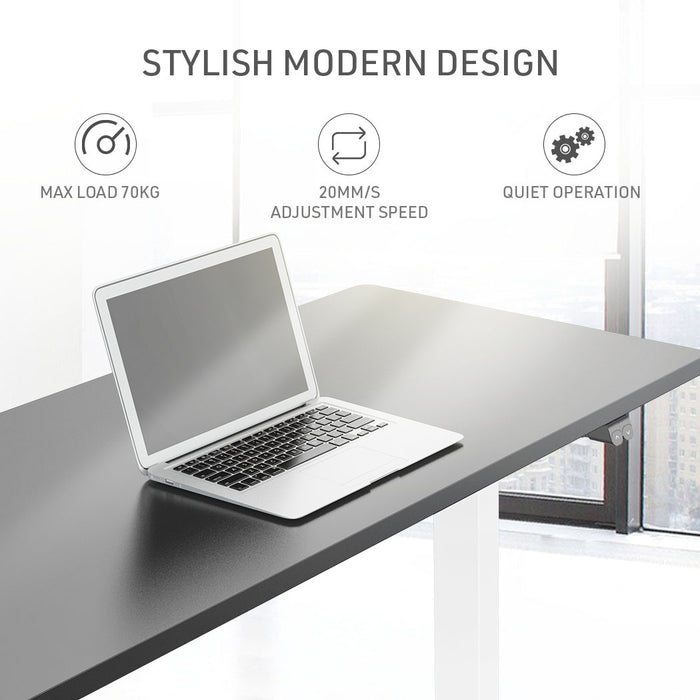 Sit Stand Standing Desk, 120x60cm, 72-118cm Height Adjustable, 70kg Load, Black style/White Frame