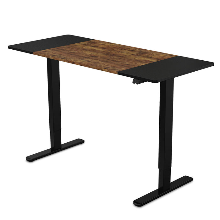 Sit To Stand Up Standing Desk, 140x60cm, 72-118cm Electric Height Adjustable, 70kg Rated, Oak Style/Black Frame