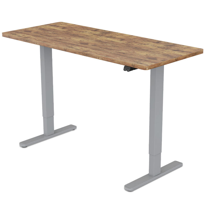 Sit To Stand Up Standing Desk, 120x60cm, 72-118cm Electric Height Adjustable, 70kg Load, Oak Style/Silver Frame