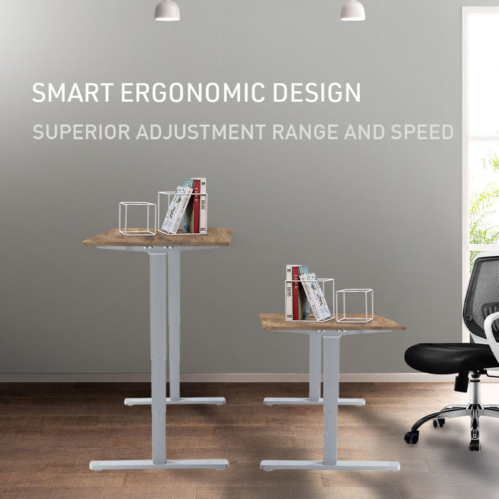 Sit To Stand Up Standing Desk, 120x60cm, 72-118cm Electric Height Adjustable, 70kg Load, Oak Style/Silver Frame