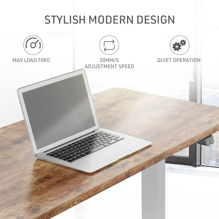 Sit To Stand Up Standing Desk, 120x60cm, 72-118cm Electric Height Adjustable, 70kg Load, Oak Style/Silver Frame