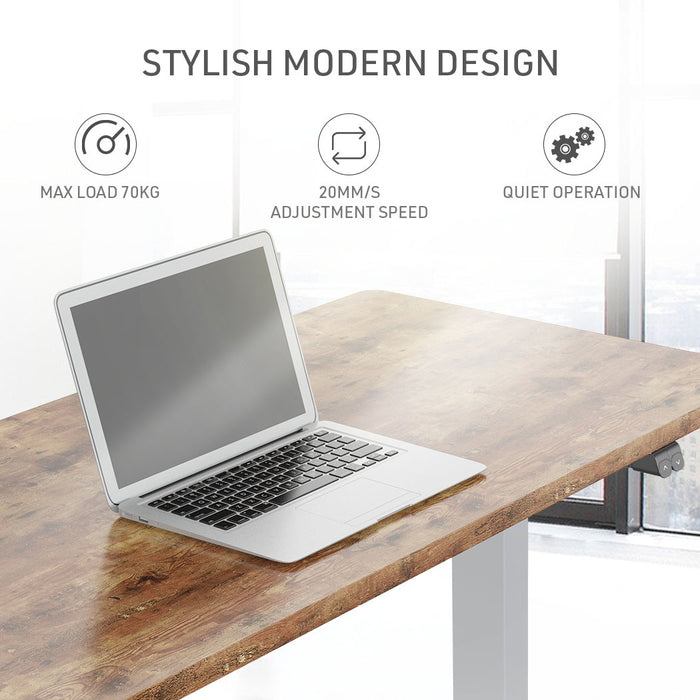 Sit To Stand Up Standing Desk, 140x60cm, 72-118cm Electric Height Adjustable, 70kg Load, Oak Style/Silver Frame