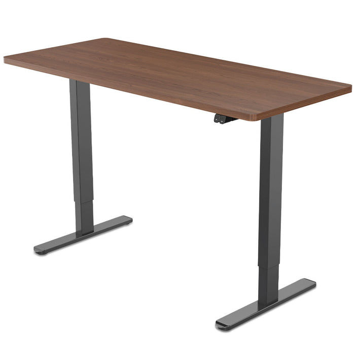 Sit To Stand Up Standing Desk, 140x60cm, 72-118cm Electric Height Adjustable, 70kg Load, Walnut Style/Black Frame