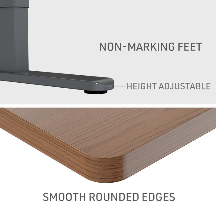 Sit To Stand Up Standing Desk, 140x60cm, 72-118cm Electric Height Adjustable, 70kg Load, Walnut Style/Black Frame