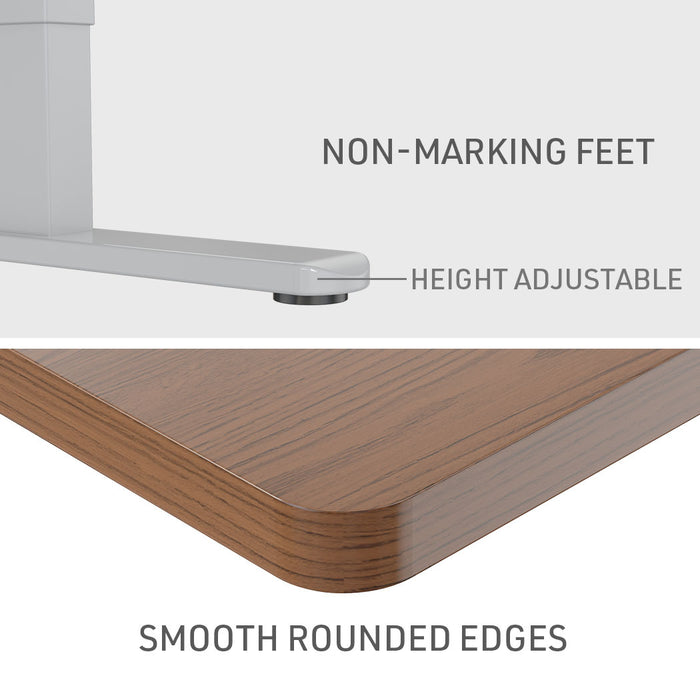 Sit To Stand Up Standing Desk, 120x60cm, 72-118cm Electric Height Adjustable, 70kg Load, Walnut Style/Silver Frame