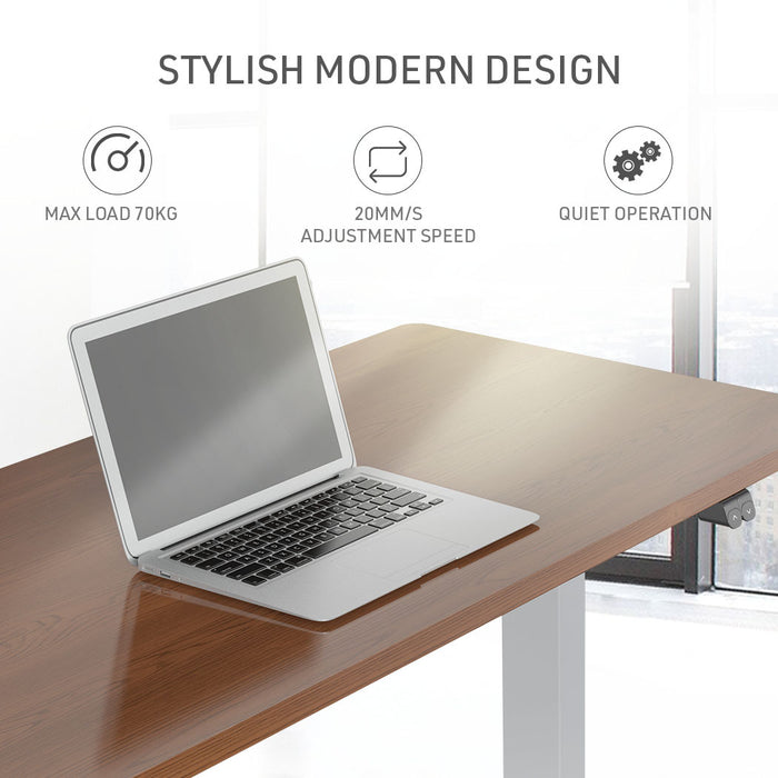 Sit To Stand Up Standing Desk, 120x60cm, 72-118cm Electric Height Adjustable, 70kg Load, Walnut Style/Silver Frame