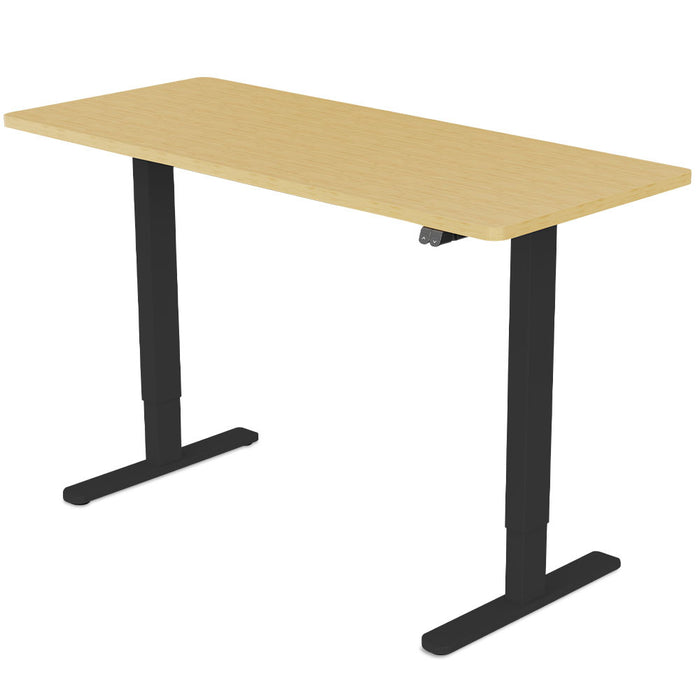 Sit To Stand Up Standing Desk, 140x60cm, 72-118cm Electric Height Adjustable, 70kg Load, White Oak Style/Black Frame