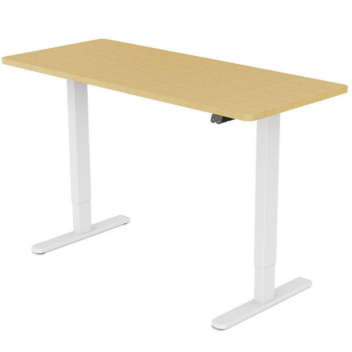 Sit To Stand Up Standing Desk, 120x60cm, 72-118cm Electric Height Adjustable, 70kg Load, White Oak Style/White Frame