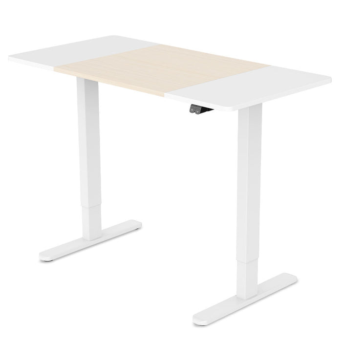 Sit To Stand Up Standing Desk, 120x60cm, 72-118cm Electric Height Adjustable, 70kg Load, Light Oak Style/White Frame