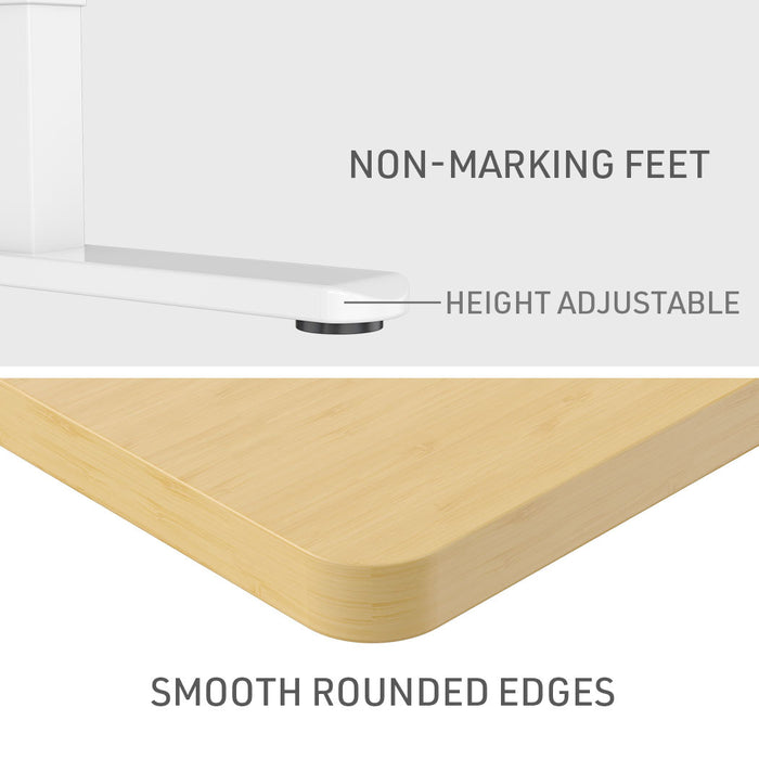 Sit To Stand Up Standing Desk, 140x60cm, 72-118cm Electric Height Adjustable, 70kg Load, White Oak Style/White Frame