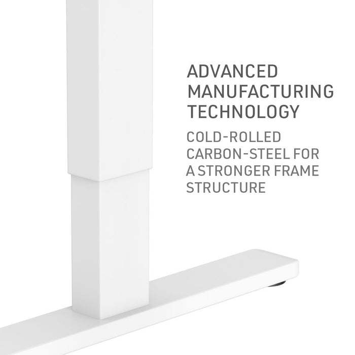 Sit To Stand Up Standing Desk, 140x60cm, 72-118cm Electric Height Adjustable, 70kg Load, Light Oak Style/White Frame