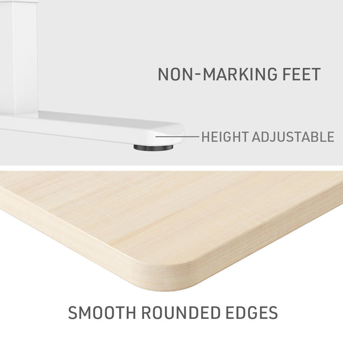 Sit To Stand Up Standing Desk, 140x60cm, 72-118cm Electric Height Adjustable, 70kg Load, Light Oak Style/White Frame