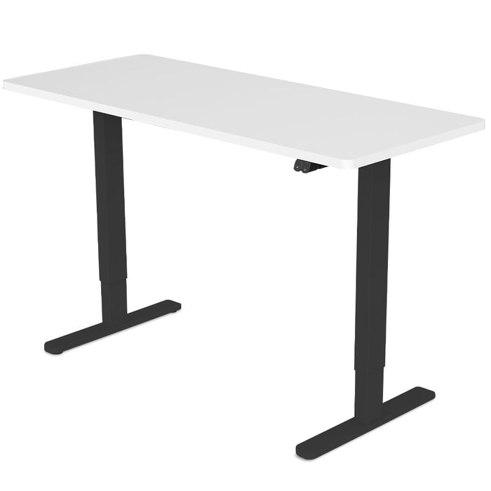 Sit To Stand Up Standing Desk, 140x60cm, 72-118cm Electric Height Adjustable, 70kg Load, White/Black Frame