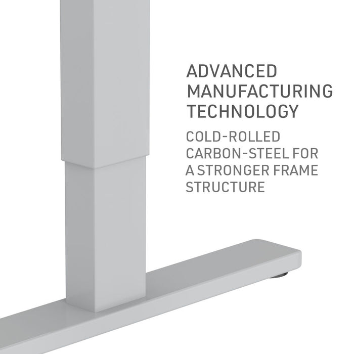 Sit To Stand Up Standing Desk, 120x60cm, 72-118cm Electric Height Adjustable, 70kg Load, White/Silver Frame