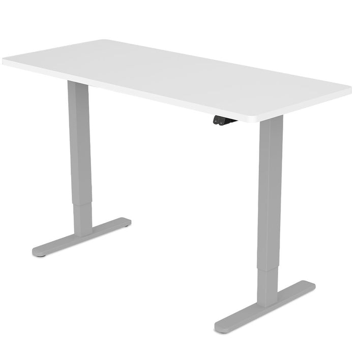 Sit To Stand Up Standing Desk, 140x60cm, 72-118cm Electric Height Adjustable, 70kg Load, White/Silver Frame