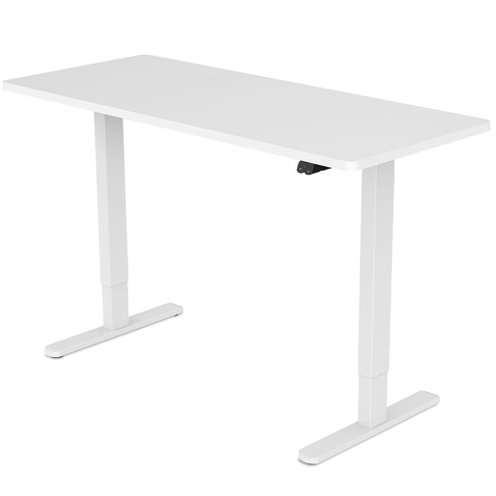 Sit To Stand Up Standing Desk, 140x60cm, 72-118cm Electric Height Adjustable, 70kg Load, White/White Frame