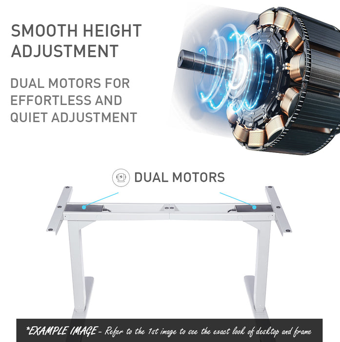 Sit To Stand Up Standing Desk, 150x70cm, 62-128cm Electric Height Adjustable, Dual Motor, 120kg Load, Arched, Black/Black Frame