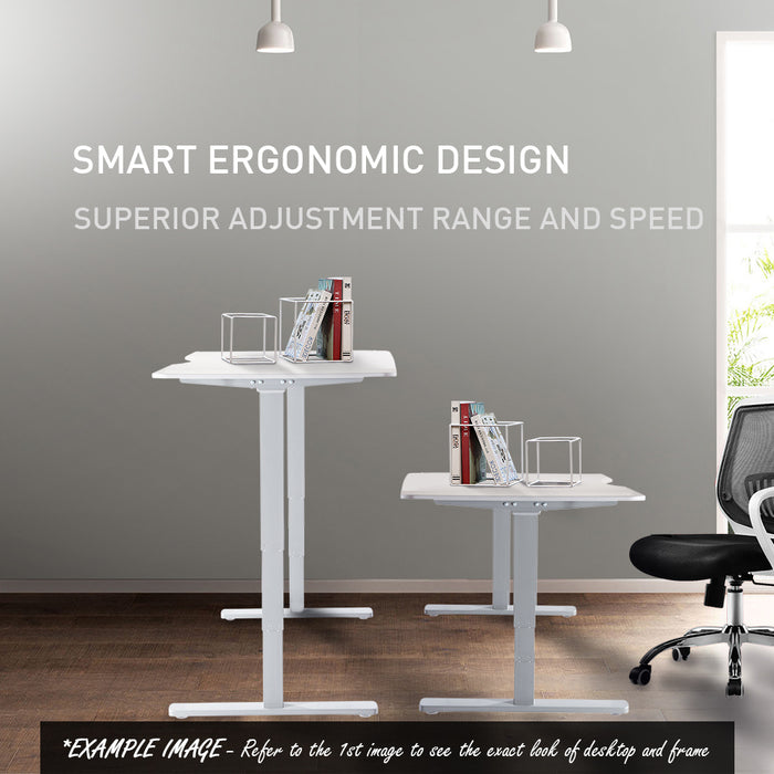 Sit To Stand Up Standing Desk, 150x70cm, 62-128cm Electric Height Adjustable, Dual Motor, 120kg Load, Arched, White/Black Frame