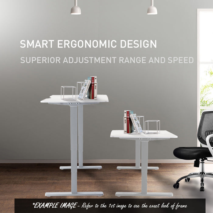 Sit To Stand Up Standing Desk, 150x70cm, 62-128cm Electric Height Adjustable, Dual Motor, 120kg Load, Arched, White Oak Style/Silver Frame