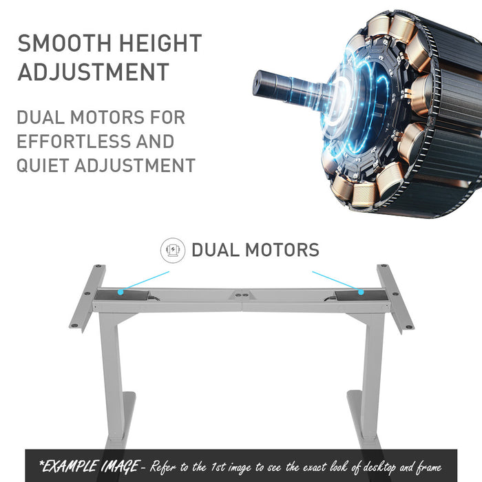 Sit To Stand Up Standing Desk, 150x70cm, 62-128cm Electric Height Adjustable, Dual Motor, 120kg Load, Arched, White Oak Style/Silver Frame