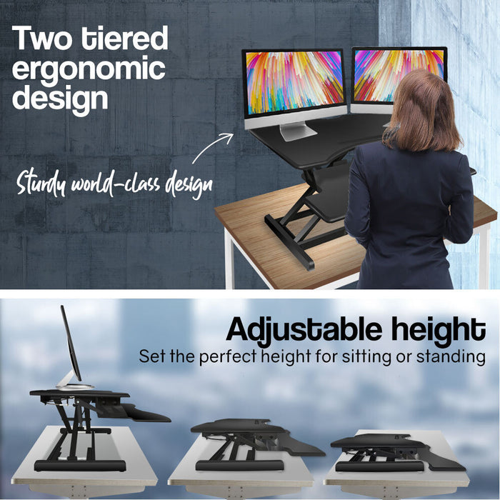 83cm Desk Riser Office Shelf Standup Sit Stand Height Adjustable Standing