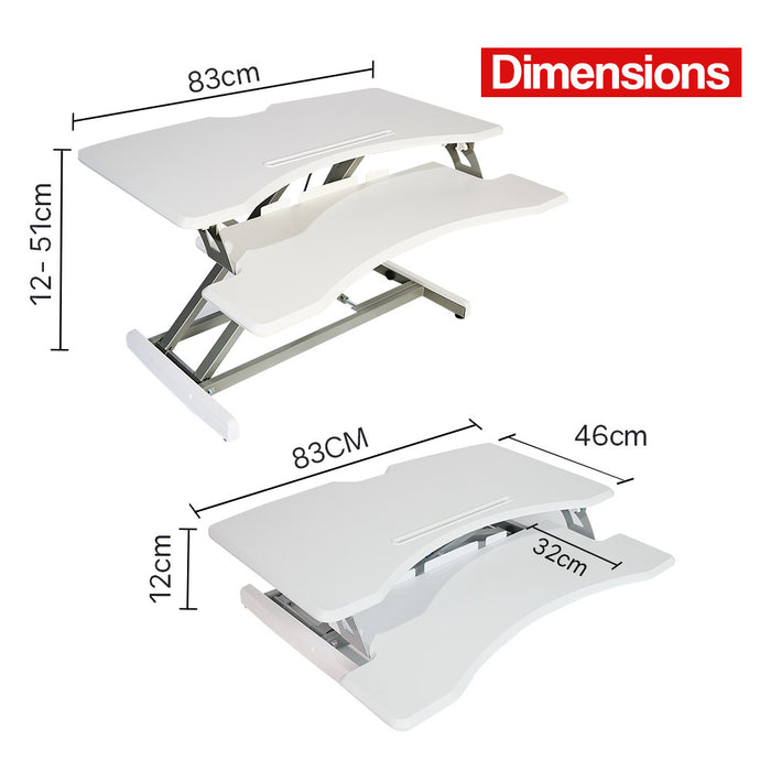 83cm Desk Riser Office Shelf Standup Sit Stand Standing Height Adjustable