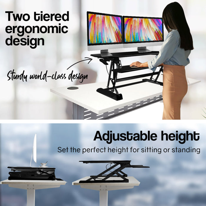 Height Adjustable Standing Desk Riser Sit/Stand Computer Desktop Office