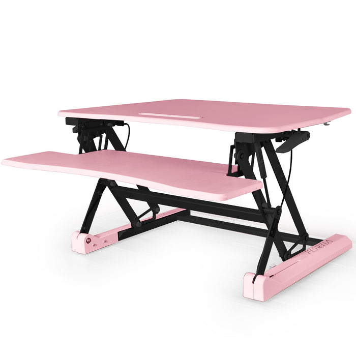 Desk Riser 90cm Wide Adjustable Sit to Stand for Dual Monitor, Keyboard, Laptop, Pink