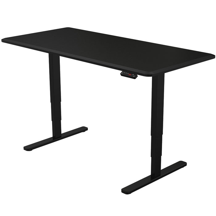 Sit To Stand Up Standing Desk, 150x70cm, 62-128cm Electric Height Adjustable, Dual Motor, 120kg Load, Black/Black Frame