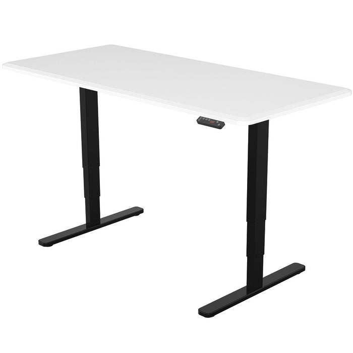 Sit To Stand Up Standing Desk, 150x70cm, 62-128cm Electric Adjustable Height, Dual Motor, 120kg Load, Arched, White/Black Frame