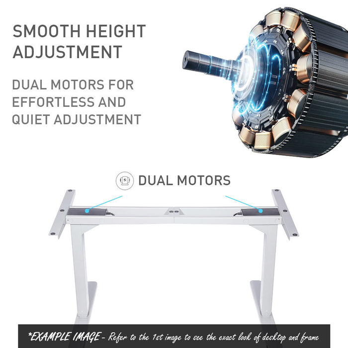 Sit To Stand Up Standing Desk, 160x75cm, 62-128cm Electric Height Adjustable, Dual Motor, 120kg Load, White/Black Frame