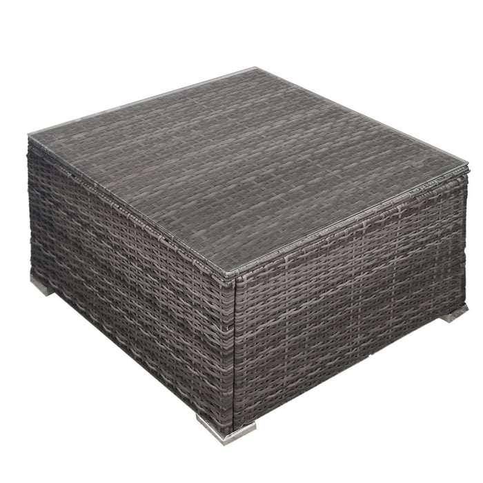 RATTAN Outdoor Wicker Coffee Table Patio Furniture 1 Piece, Grey