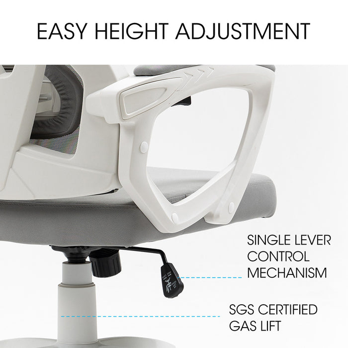 Ergonomic Mesh Office Chair Computer Seat with Headrest Adjustable Recline, White/Grey