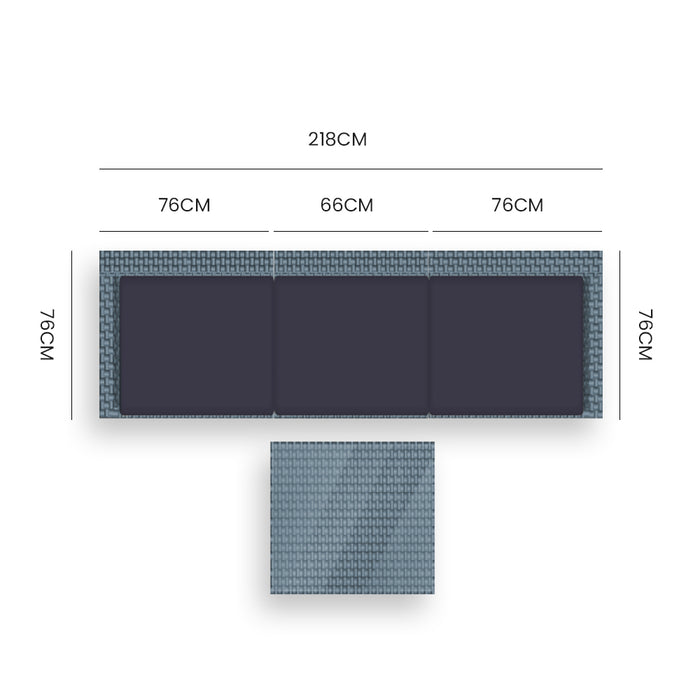 RATTAN 4 Piece 3 Seater Modular Outdoor Lounge Setting incl. Coffee Table, Grey