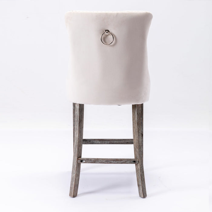 Candace Velvet Bar Stools Beige - Set of 4