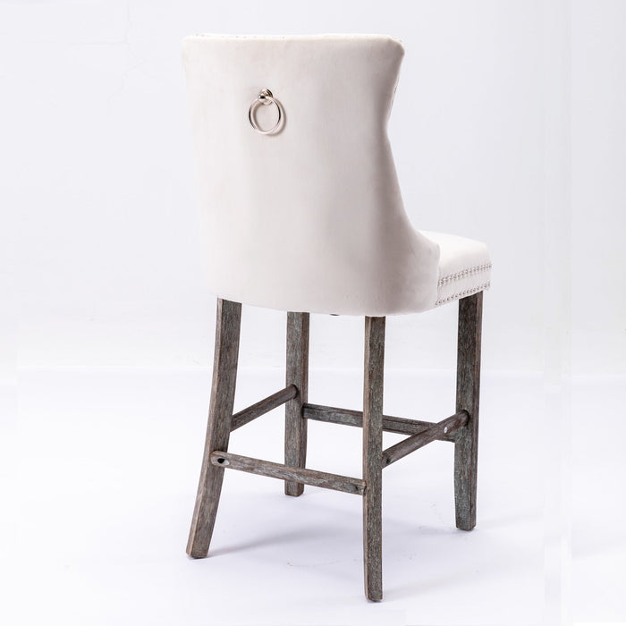 Candace Velvet Bar Stools Beige - Set of 4