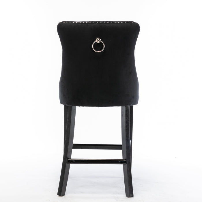 Candace Velvet Bar Stools Black - Set of 4