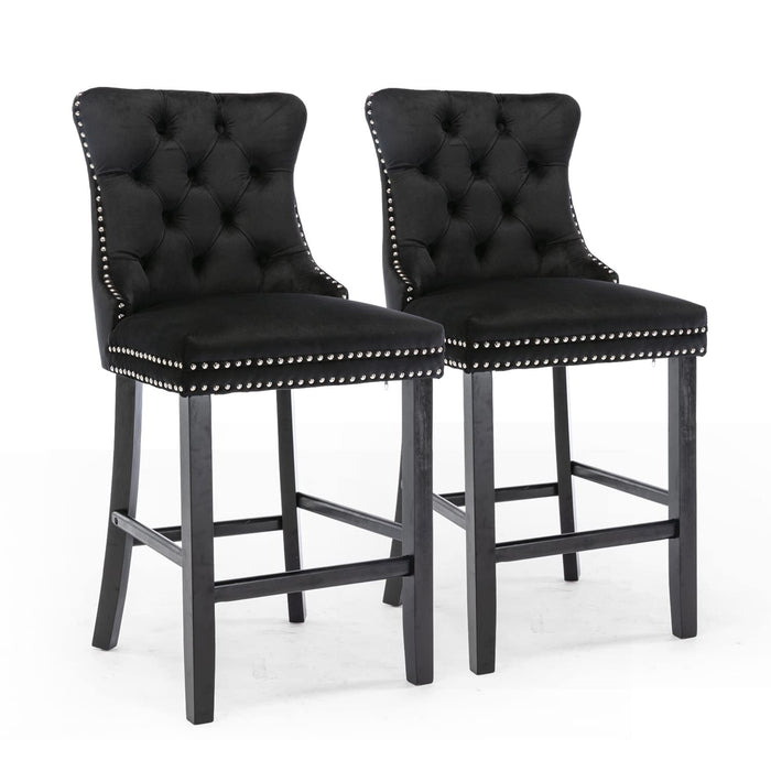 Candace Velvet Bar Stools Black - Set of 4