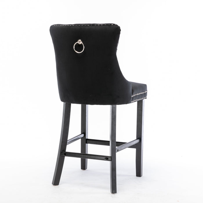 Candace Velvet Bar Stools Black - Set of 2