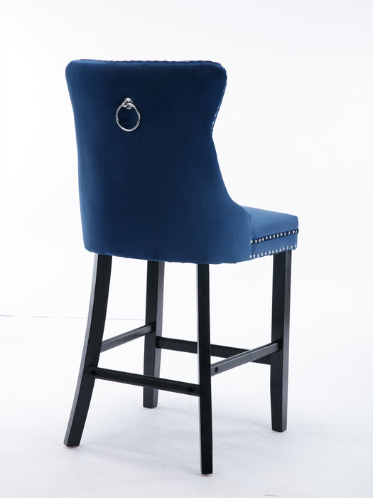 Candace Velvet Bar Stools Blue - Set of 6