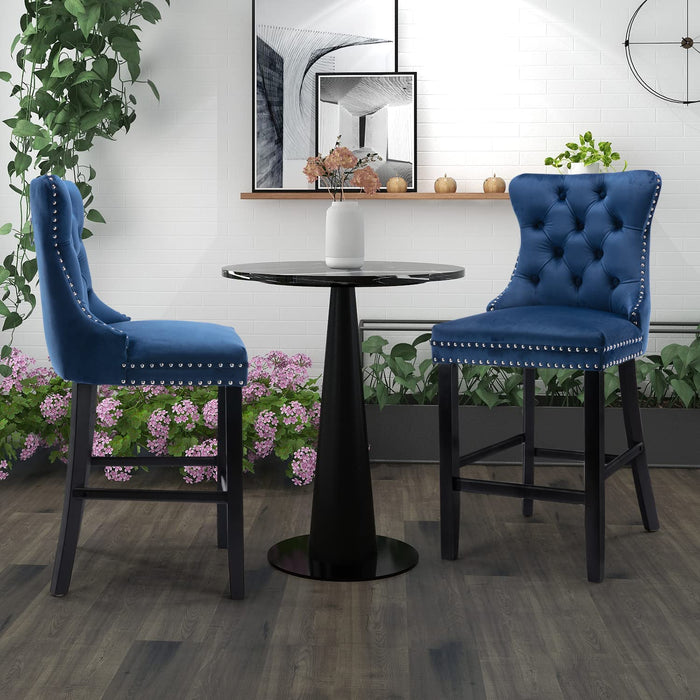 Candace Velvet Bar Stools Blue - Set of 6