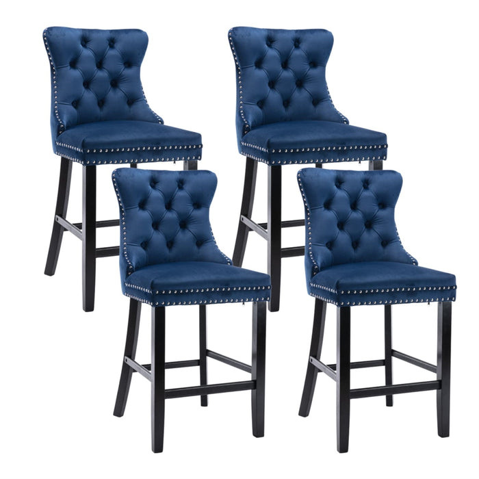 Candace Velvet Bar Stools Blue - Set of 4